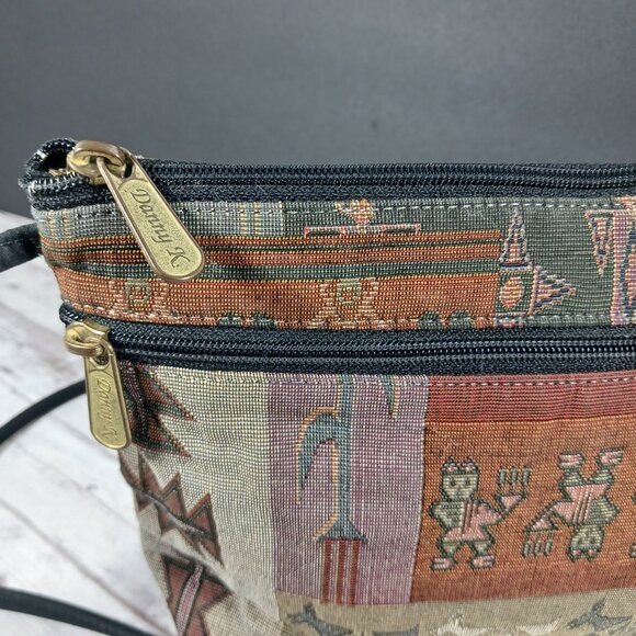 VTG Danny K American Tapestry Crossbody Zipper Purse Kokopelli Rust Brown 10x7" - Picture 5 of 10